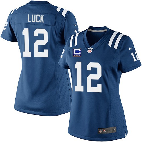 Women's Elite Andrew Luck C Patch Nike Jersey Royal Blue Home - #12 NFL Indianapolis Colts